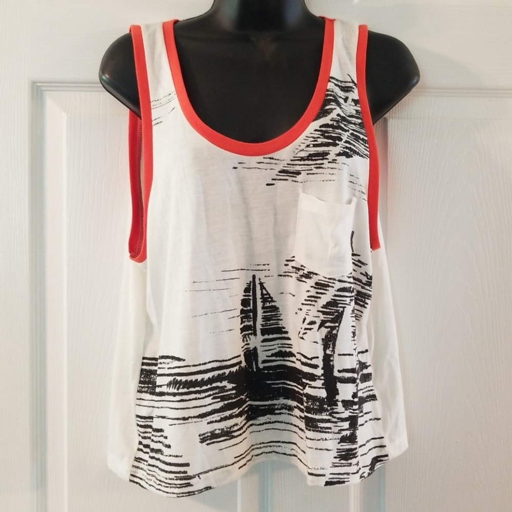 Billabong white sleeveless tank top, size L